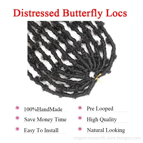 Distressed Locs Fluffy Butterfly Nu Loc Samples Free Crochet Braids Hair Private Label Butterfly Faux Locs Hair
